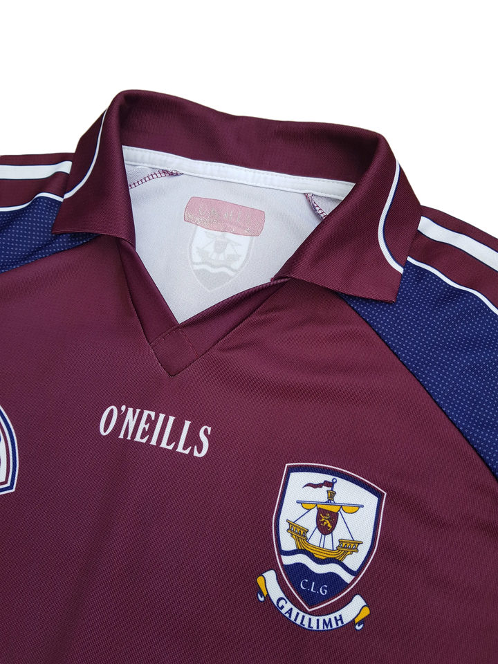 Front collar of front of vintage Galway hurling jersey from 2007-2009