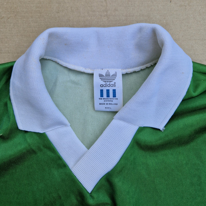 Collar of Front of vintage Vintage Kerry Adidas GAA Jersey from 1980s