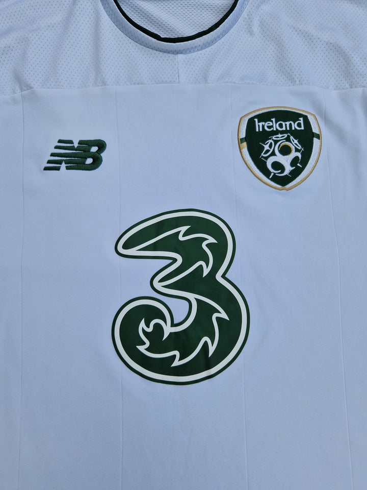 Three sponsor on Front of classic retro 2020 Ireland Away football Shirt