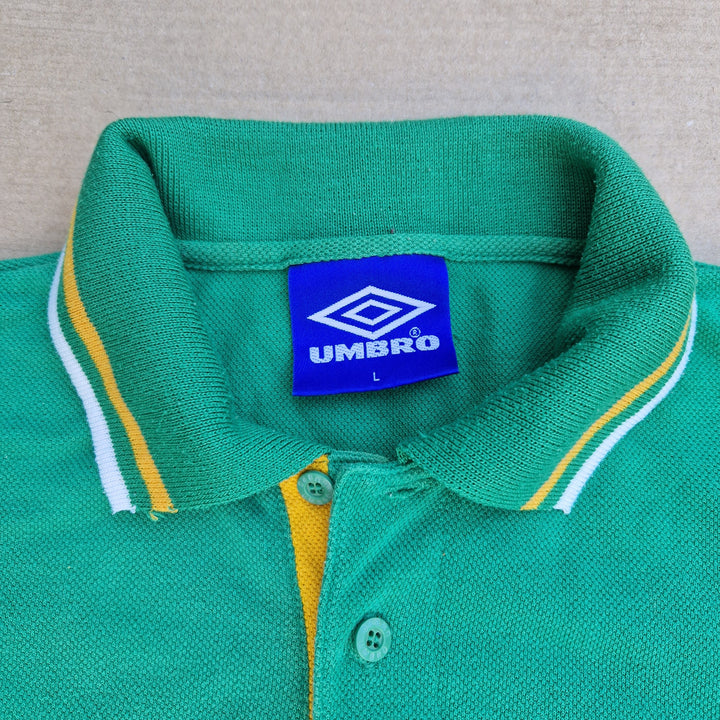 Collar of Front of vintage Umbro Kerry GAA Polo Shirt