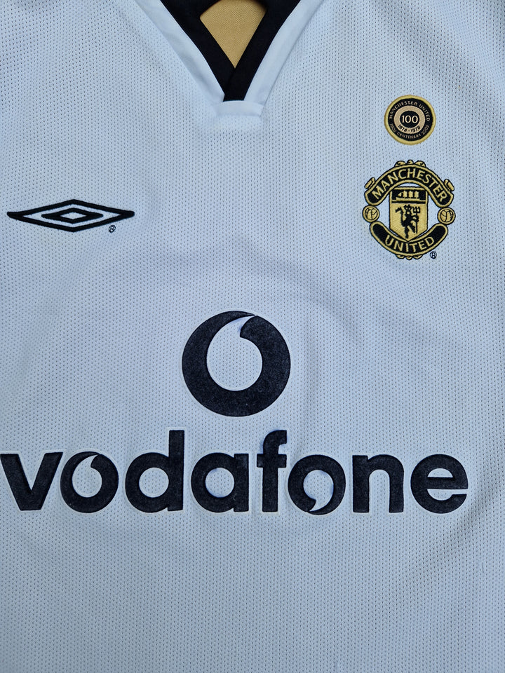 Vodafone sponsor on 2001/02 Manchester United Centenary Away Shirt