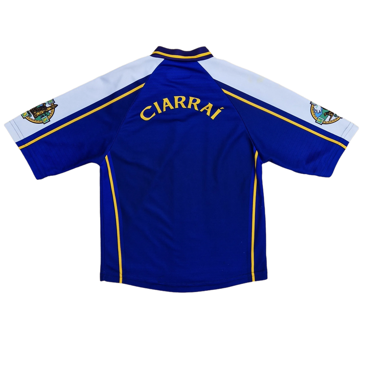 Back of blue and white vintage retro Kerry GAA training jersey