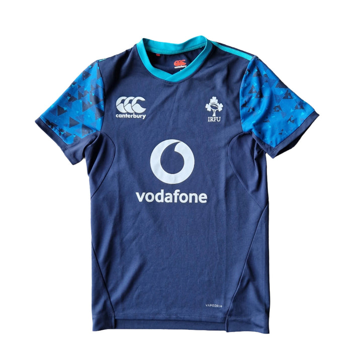 Front of blue Ireland Rugby training top