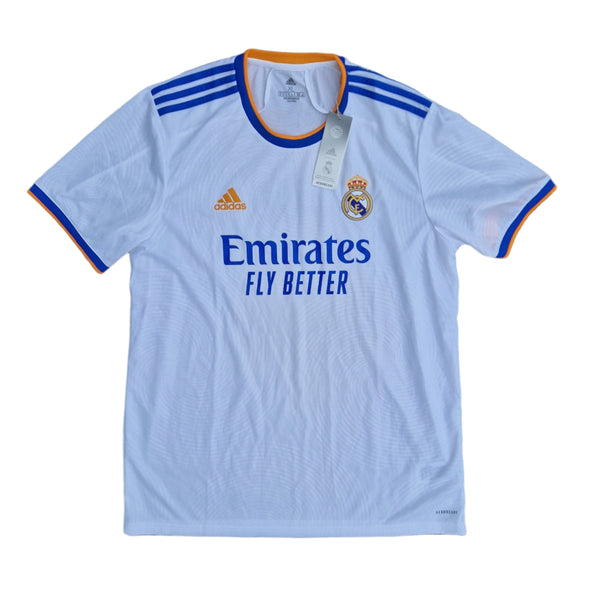 front of 2021/22 Real Madrid jersey with tags