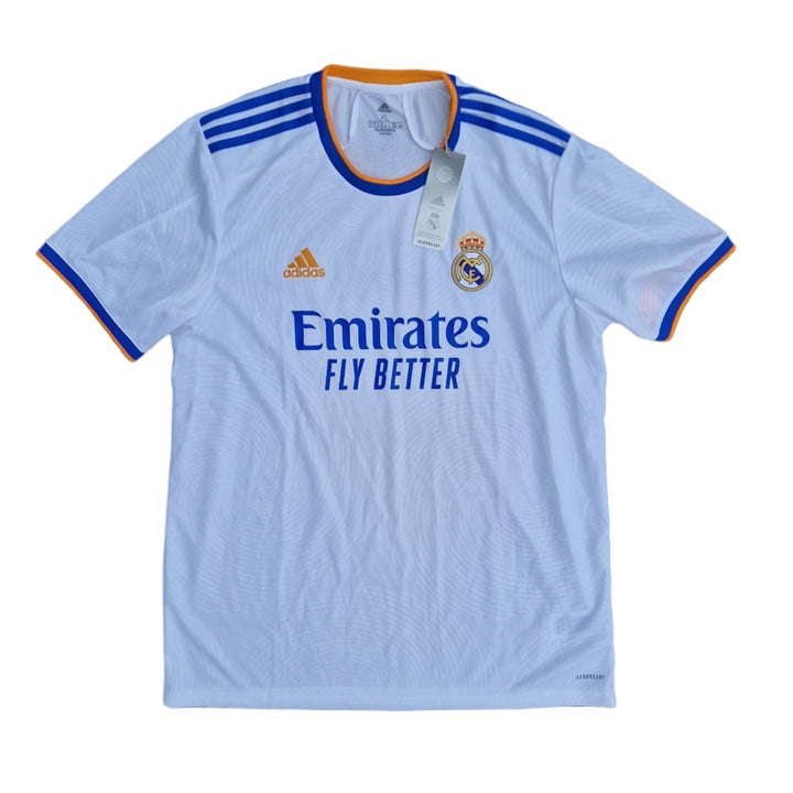 front of 2021/22 Real Madrid jersey with tags