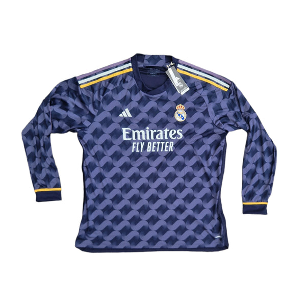 front of 2023/24 Long sleeve Real Madrid Away Jersey 