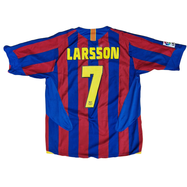 Back of 2005/06 Barcelona Shirt with Larsson nameset