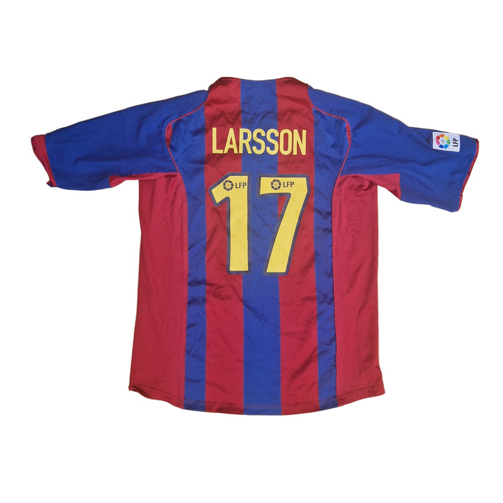 Front of 2004/05 Barcelona Shirt with Larsson name set