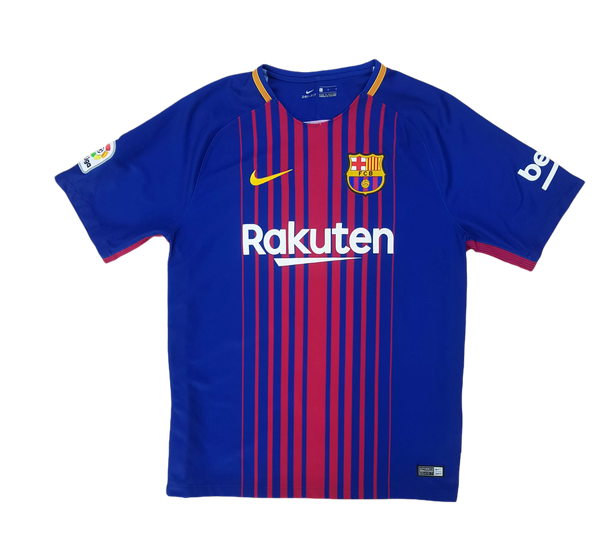 front of 2017/18 Barcelona shirt