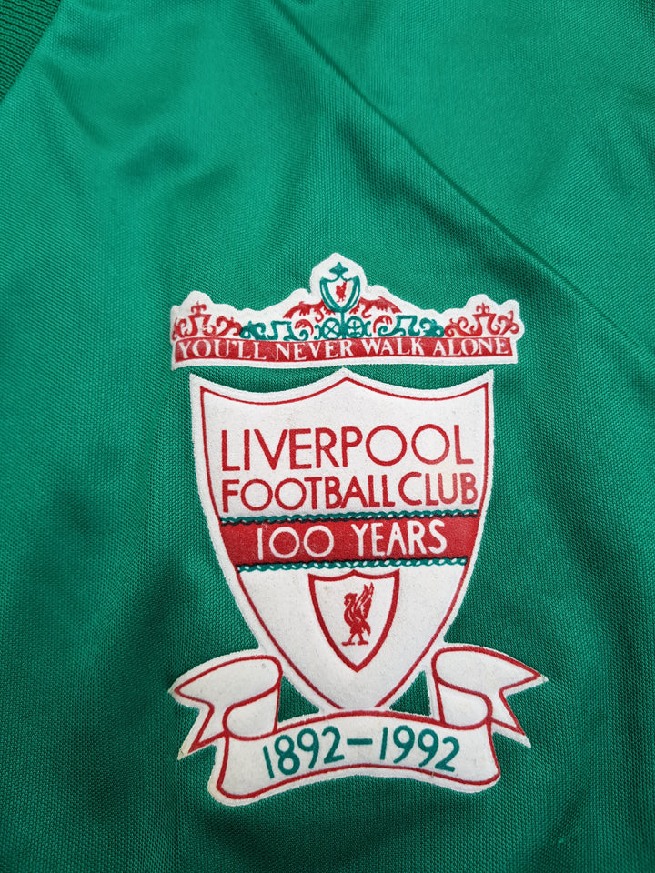 Crest on vintage 1992 Liverpool Away Shirt 
